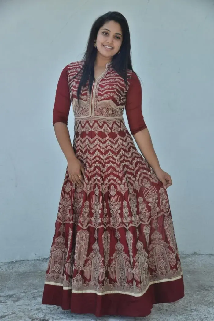 Beautiful Telugu Girl Himansee In Maroon Gown